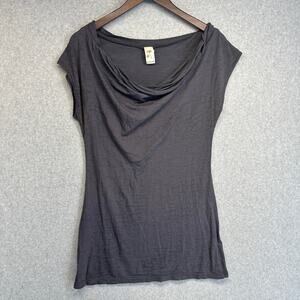 Freeloader Top Women Size M Gray Polyester Blend Pullover Cowl Neck Short Sleeve